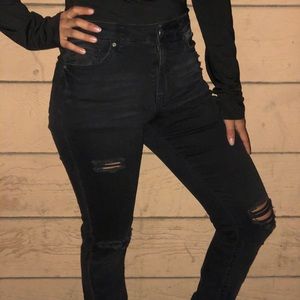 Distressed Ripped Black Jeans